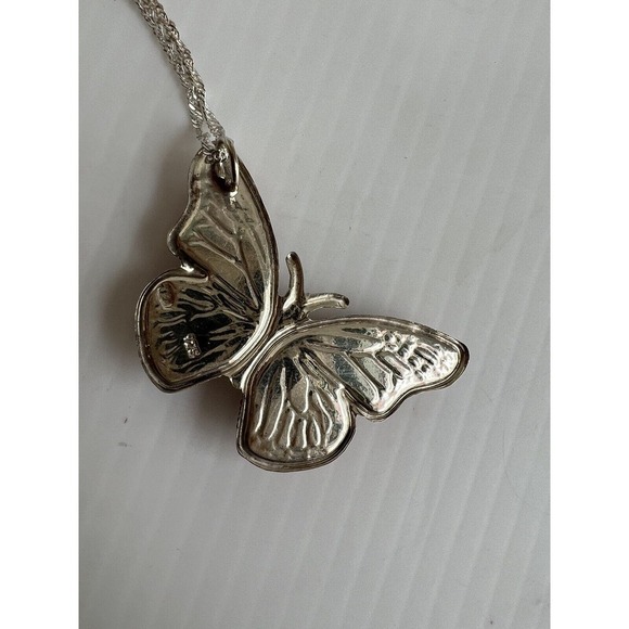 Multicolor Butterfly Necklace 20” and Earrings 925 Sterling Silver And Crystals - Picture 5 of 8